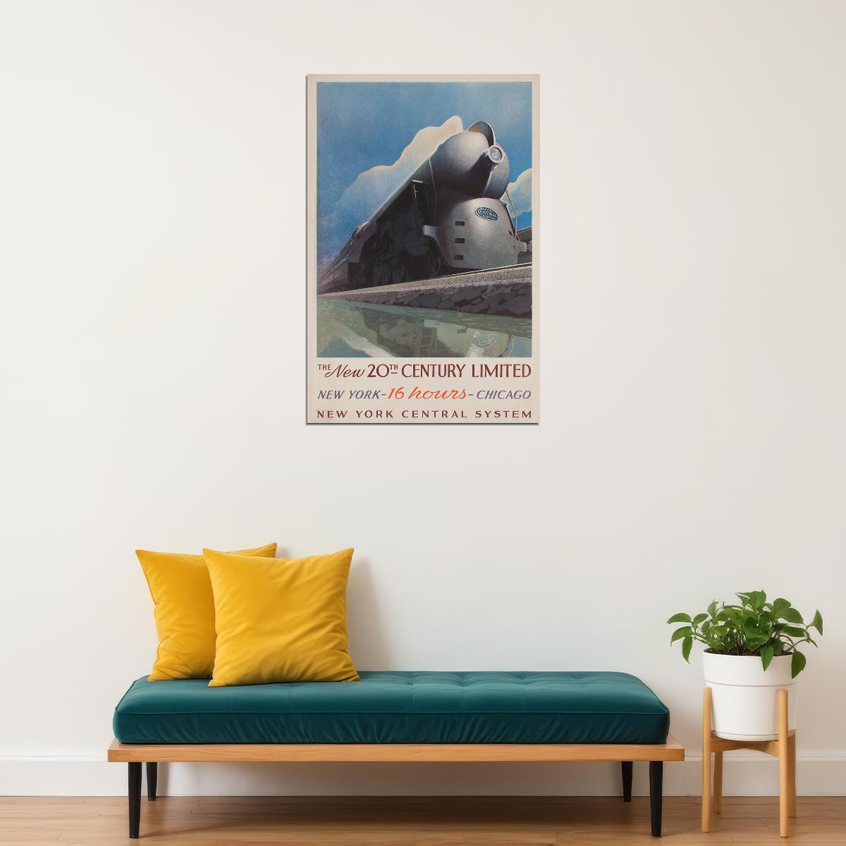 New York Central Systemtraveling To Chicago By Train Poster Wall Art Print Home Wall Decor