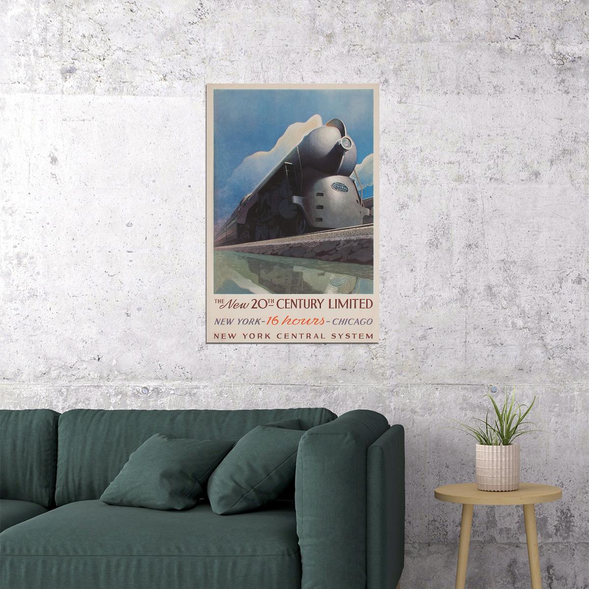 New York Central Systemtraveling To Chicago By Train Poster Wall Art Print Home Wall Decor