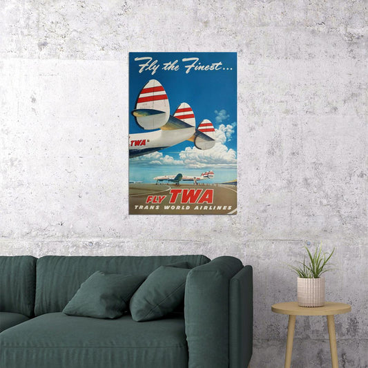 1950s Fly The Finest Fly Twa Vintage Style Airline Travel Poster Wall Art Print Home Wall Decor - xonomax