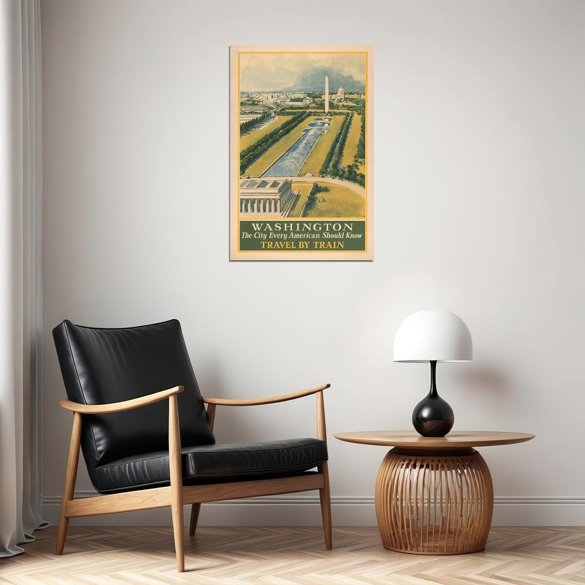 1930s Washington Dc Vintage Style Railroad Train Travel Poster Wall Art Print Home Wall Decor