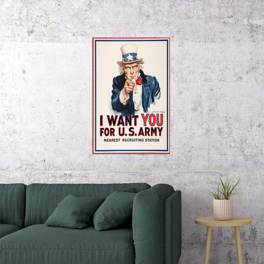 I Want You For The Us Army 1917 Uncle Sam Recruiting Poster Wall Art Print Home Wall Decor - xonomax
