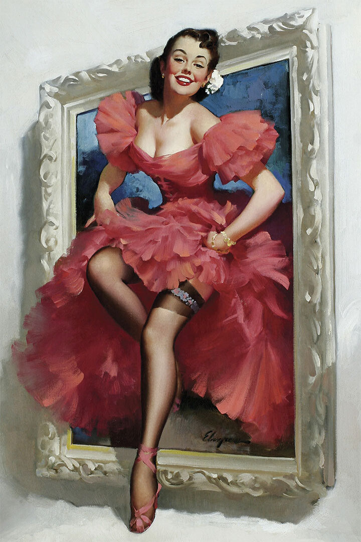 Stepping Out Of A Picture Frame Vintage Pin-up Poster Wall Art Print Home Wall Decor