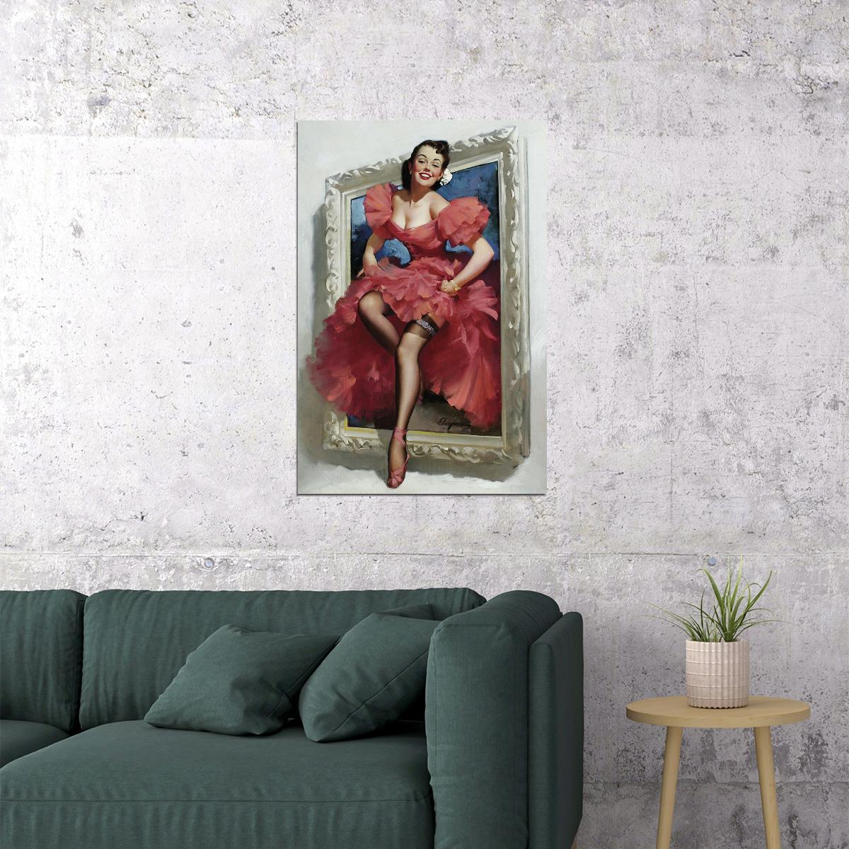 Stepping Out Of A Picture Frame Vintage Pin-up Poster Wall Art Print Home Wall Decor