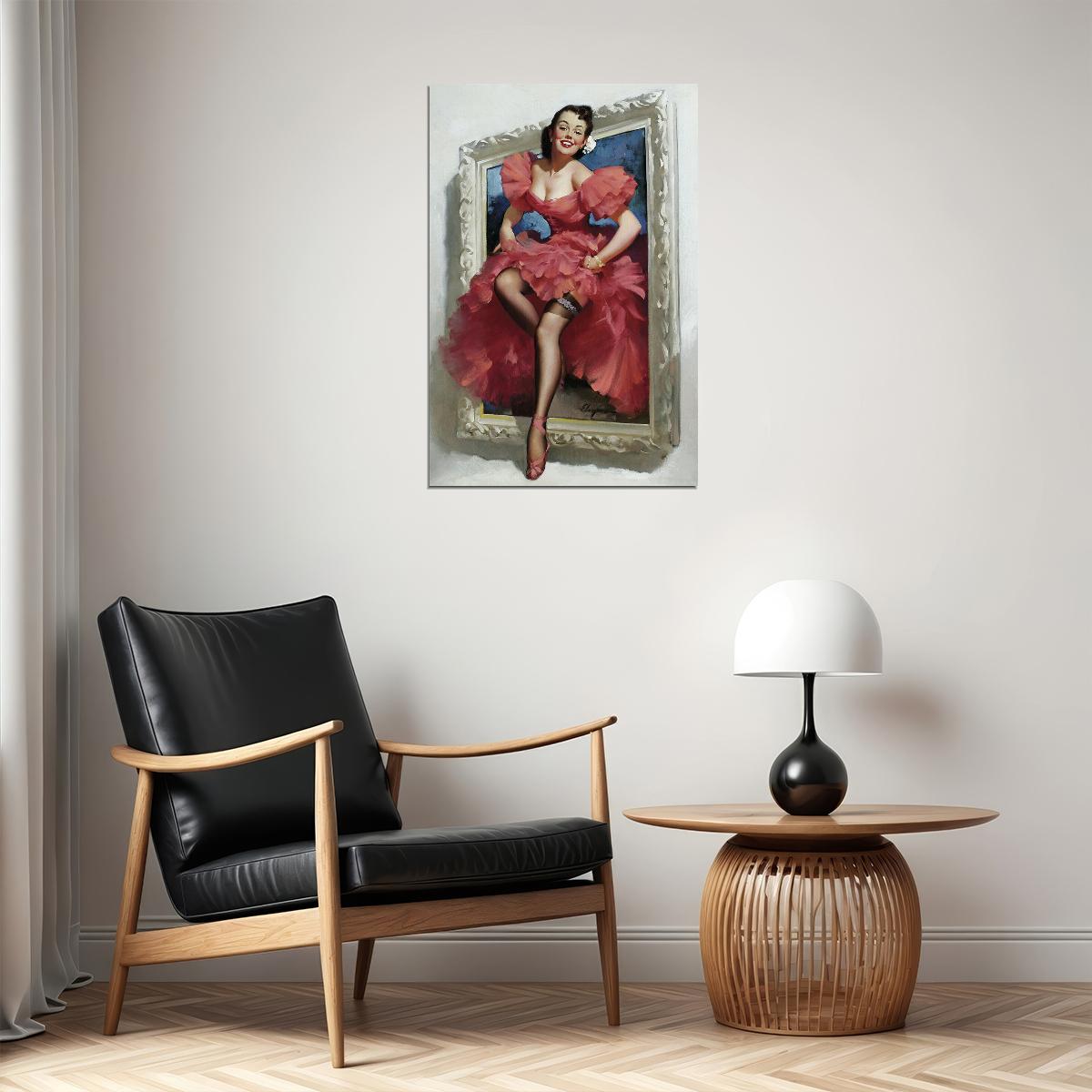 Stepping Out Of A Picture Frame Vintage Pin-up Poster Wall Art Print Home Wall Decor