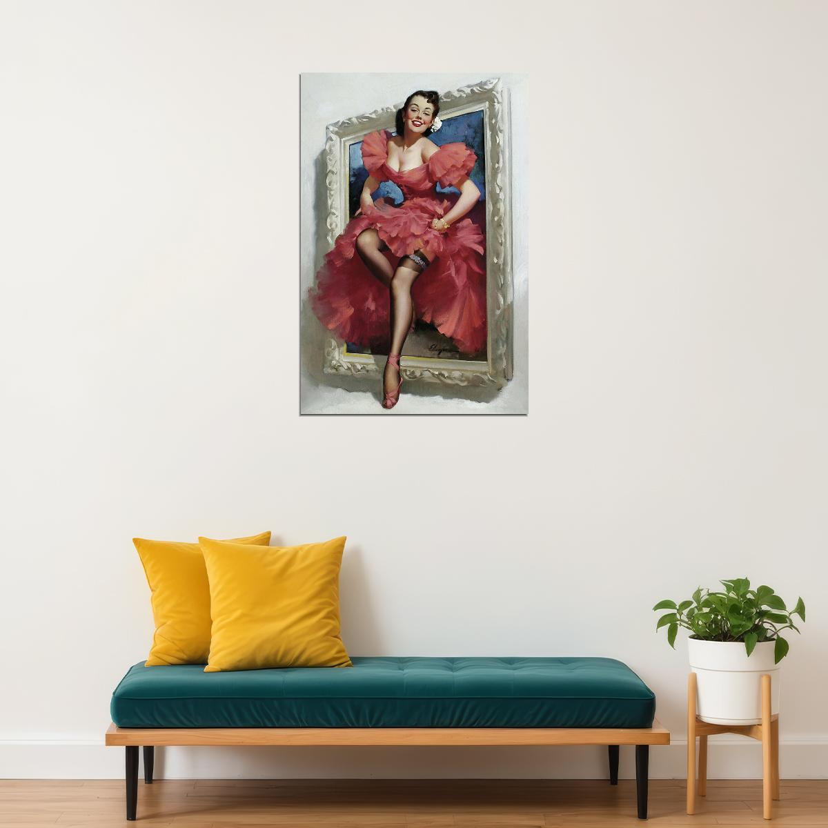 Stepping Out Of A Picture Frame Vintage Pin-up Poster Wall Art Print Home Wall Decor
