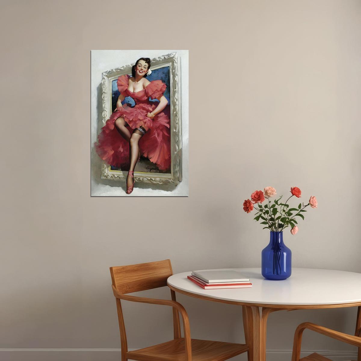 Stepping Out Of A Picture Frame Vintage Pin-up Poster Wall Art Print Home Wall Decor