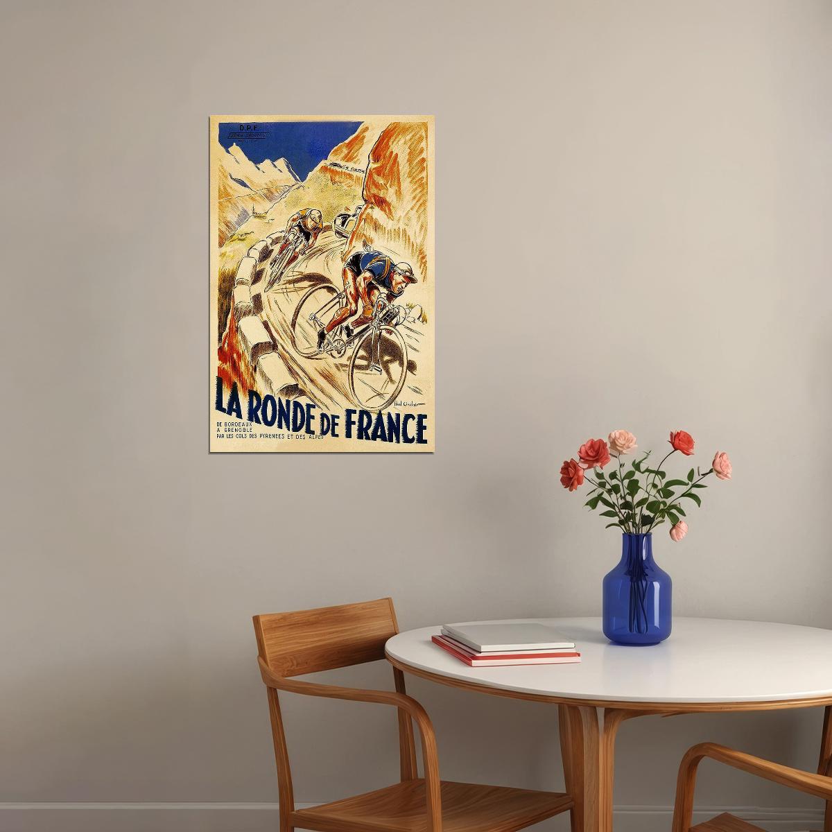 1928 The Ronde Of France Tour Of France Vintage Bicycle Poster Wall Art Print Home Wall Decor