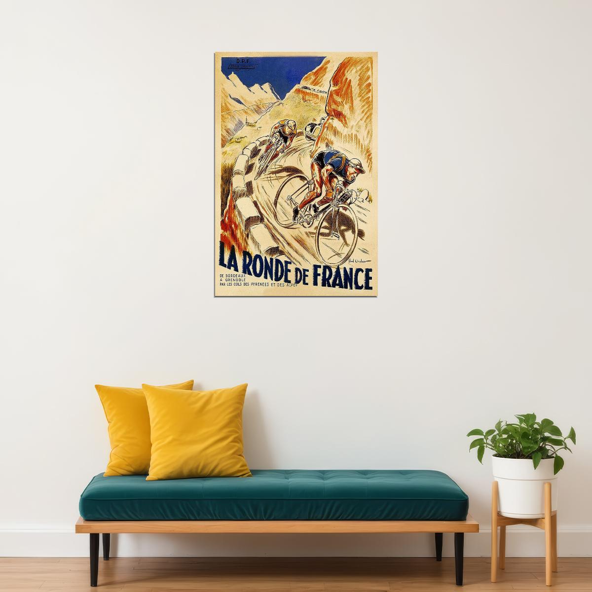 1928 The Ronde Of France Tour Of France Vintage Bicycle Poster Wall Art Print Home Wall Decor