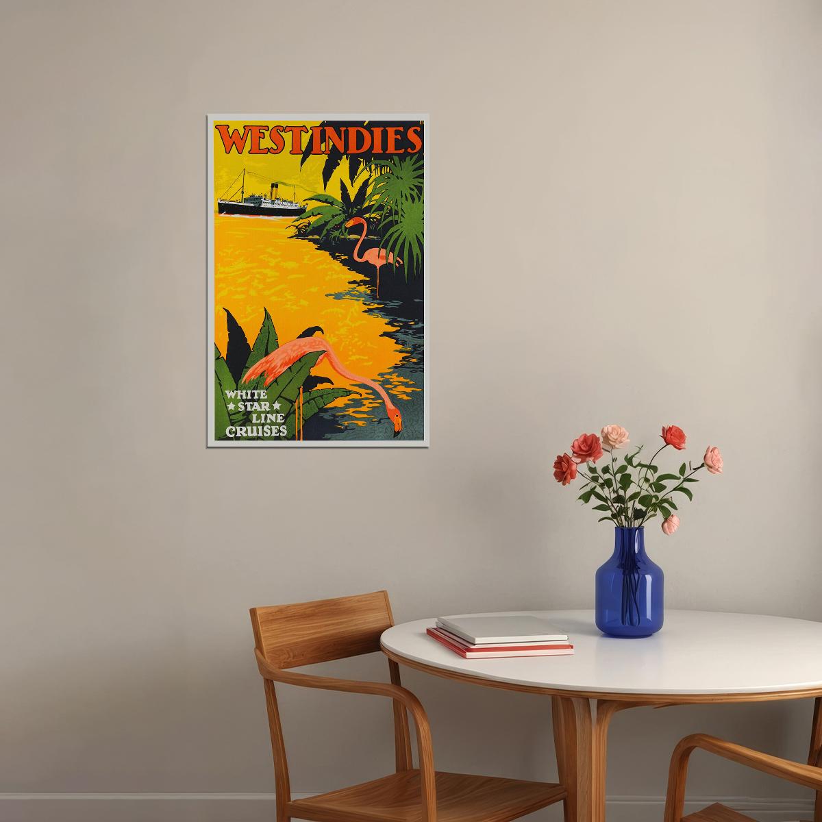 1930s West Indies White Star Cruise Line Vintage Travel Poster Wall Art Print Home Wall Decor