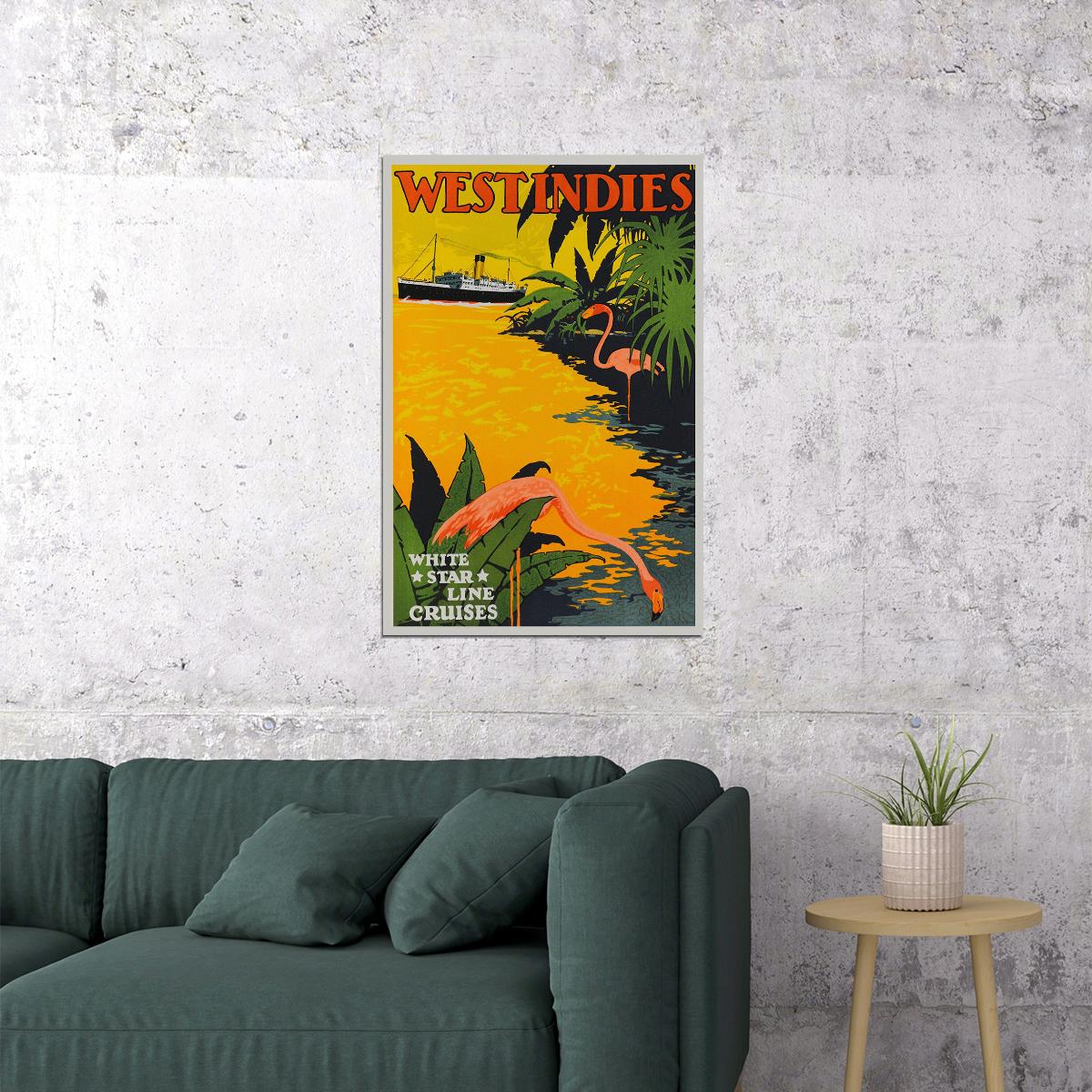 1930s West Indies White Star Cruise Line Vintage Travel Poster Wall Art Print Home Wall Decor