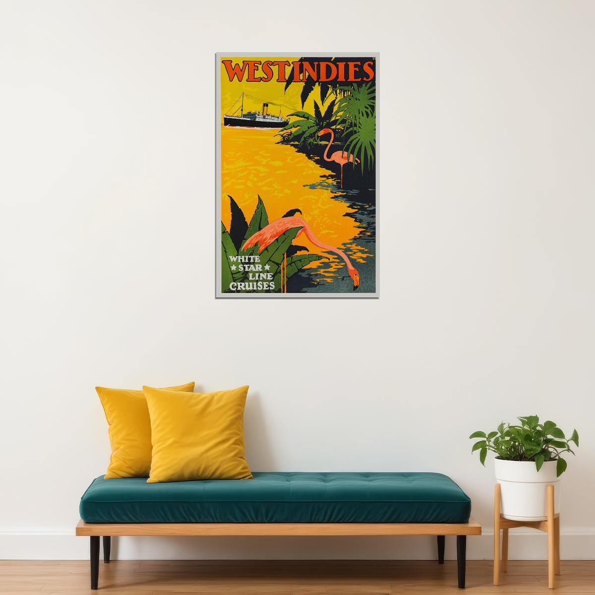 1930s West Indies White Star Cruise Line Vintage Travel Poster Wall Art Print Home Wall Decor