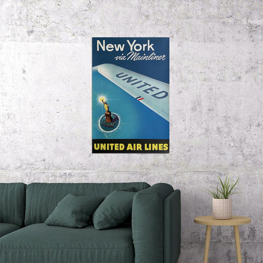 1948 See New York Via Mainliner Vintage Airline Travel Poster Wall Art Print Home Wall Decor - xonomax