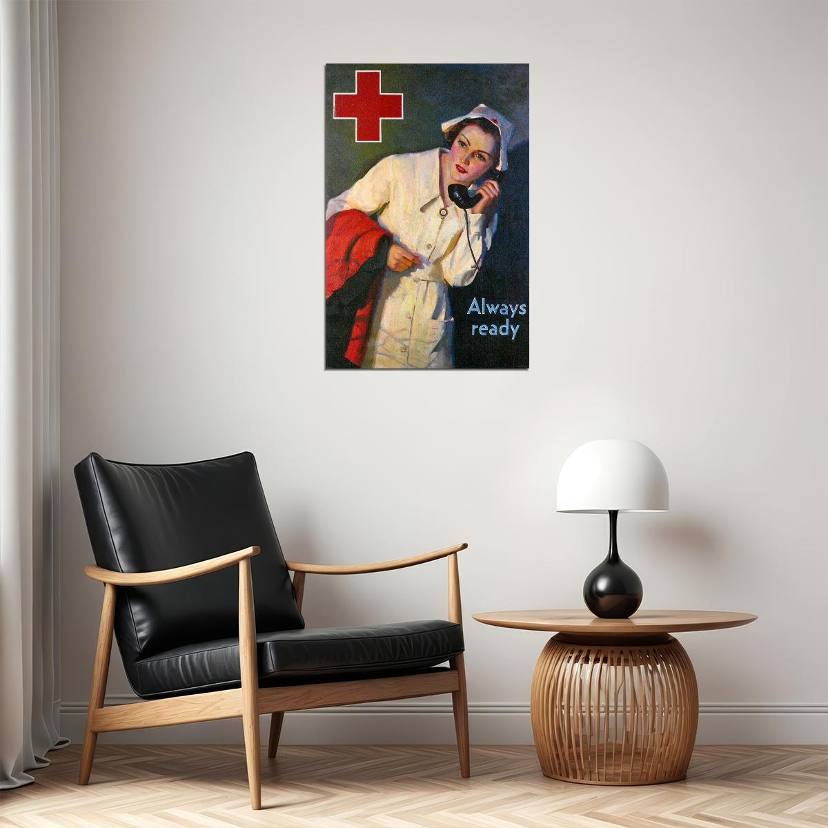 Nurse Always Ready 1940s Vintage Wwii Nursing Medical Poster Wall Art Print Home Wall Decor