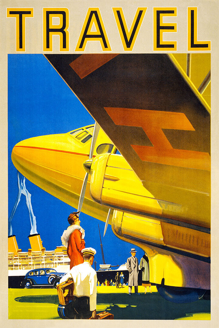 Air Land And Sea 1935 Classic Vintage World Travel Poster Wall Art Print Home Wall Decor