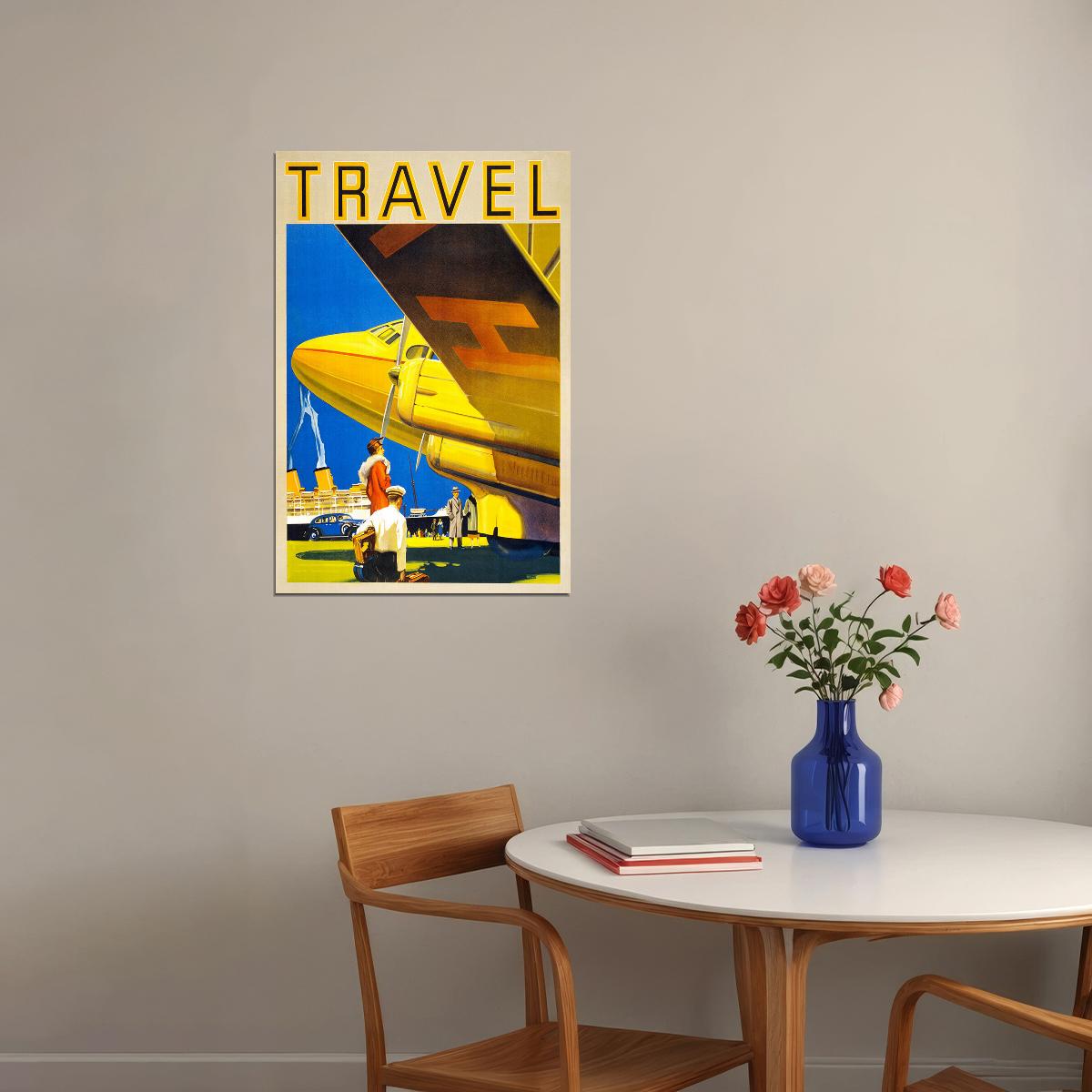 Air Land And Sea 1935 Classic Vintage World Travel Poster Wall Art Print Home Wall Decor