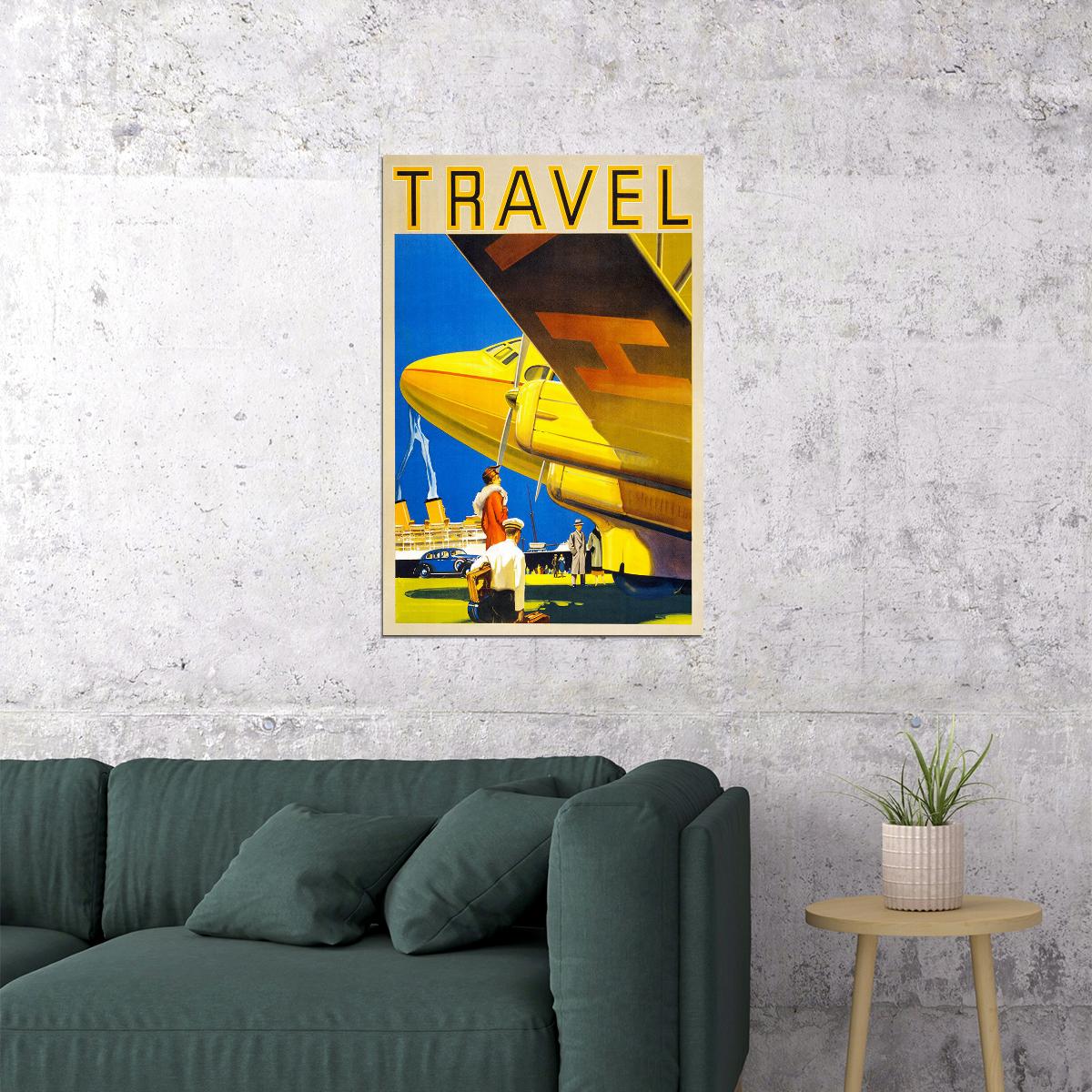 Air Land And Sea 1935 Classic Vintage World Travel Poster Wall Art Print Home Wall Decor
