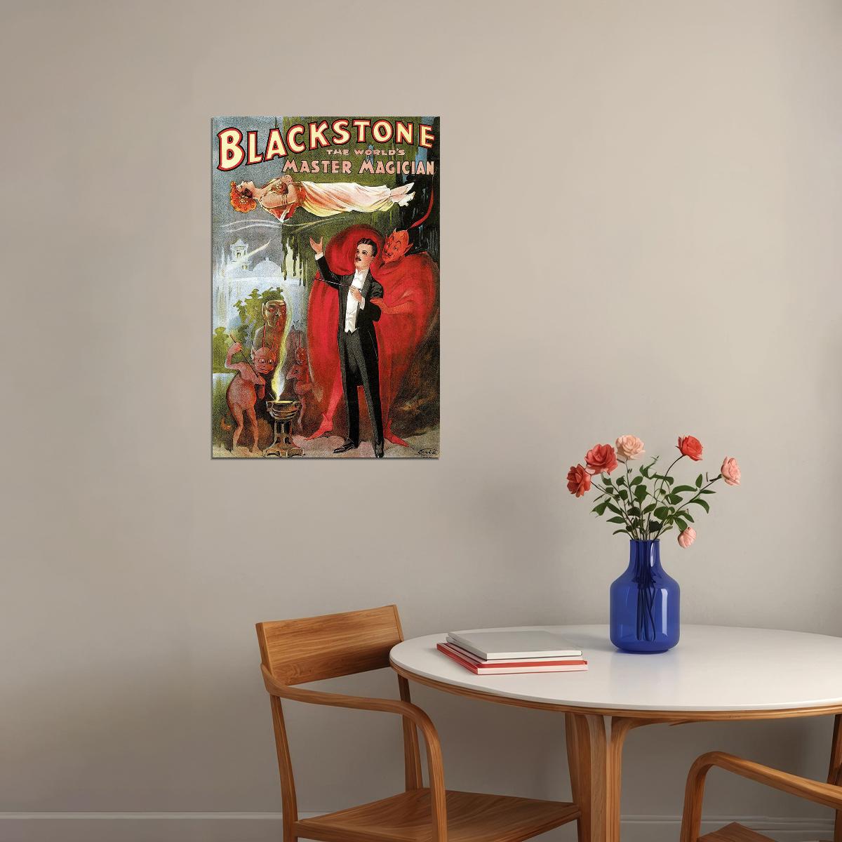 1930s Blackstone The Magician Vintage Style Early Magic Poster Wall Art Print Home Wall Decor