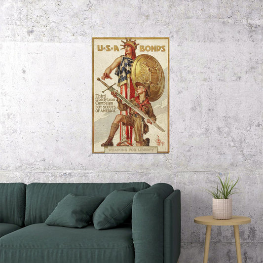 Weapons For Liberty Usa Bonds American Flag Poster Wall Art Print Home Wall Decor - xonomax