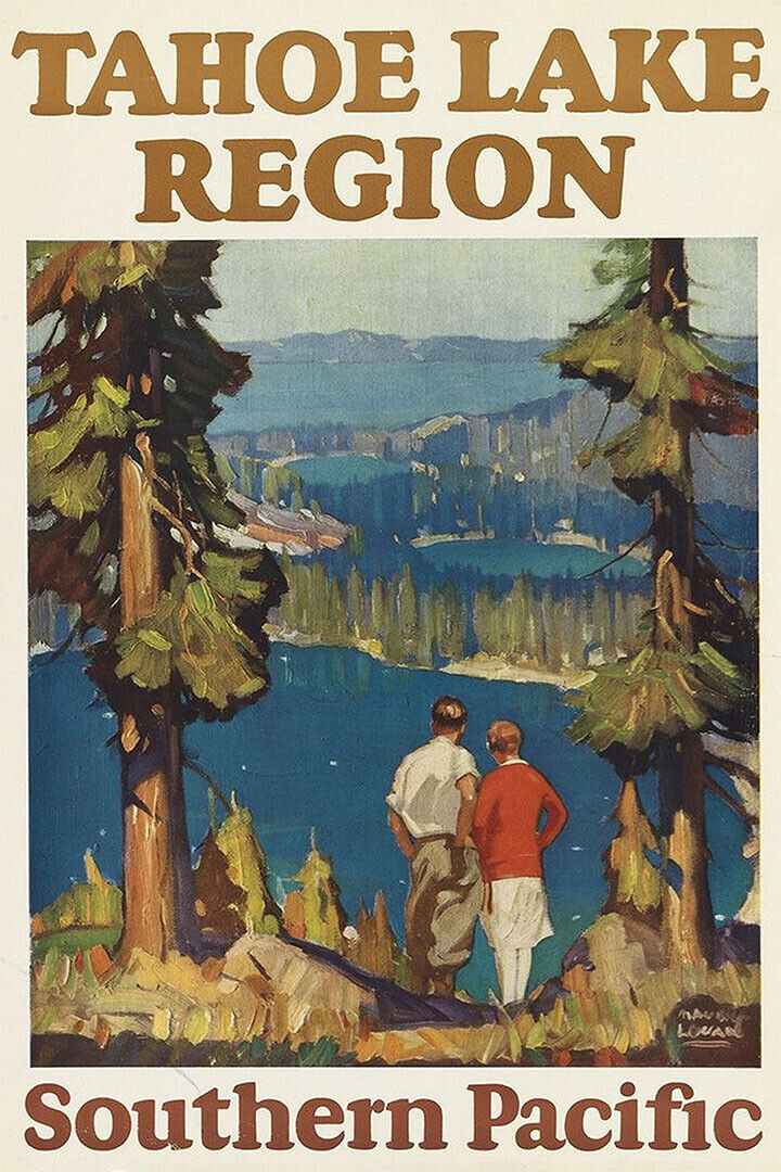 Tahoe Lake Region 1920s Vintage Travel Landscape Poster Wall Art Print Home Wall Decor