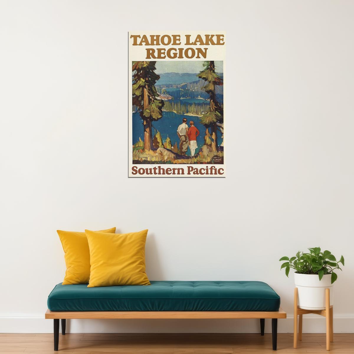 Tahoe Lake Region 1920s Vintage Travel Landscape Poster Wall Art Print Home Wall Decor