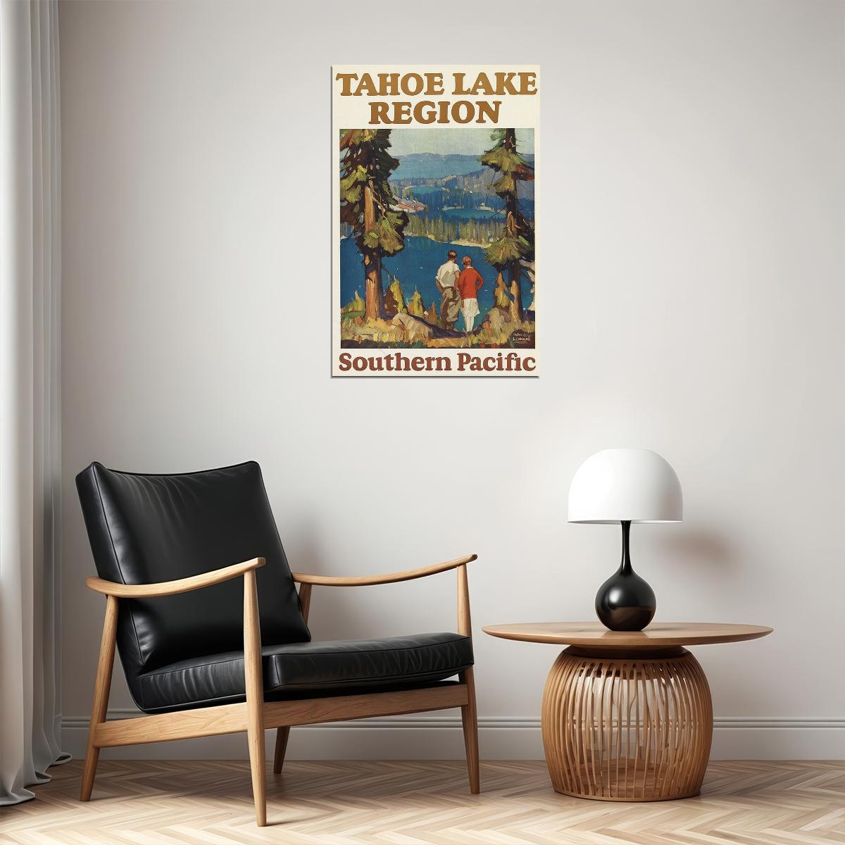 Tahoe Lake Region 1920s Vintage Travel Landscape Poster Wall Art Print Home Wall Decor
