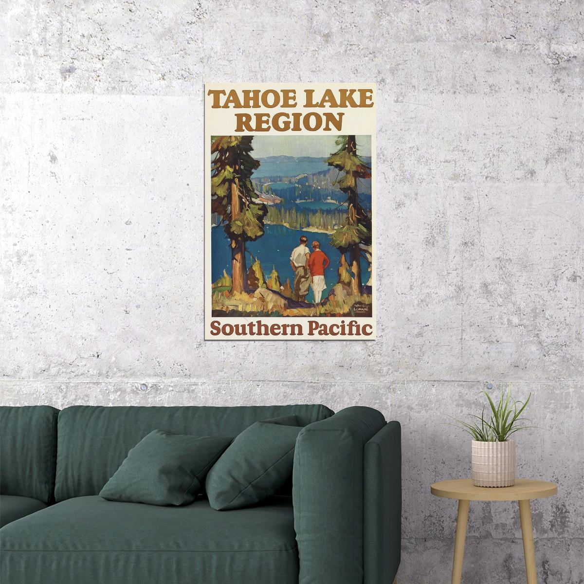 Tahoe Lake Region 1920s Vintage Travel Landscape Poster Wall Art Print Home Wall Decor