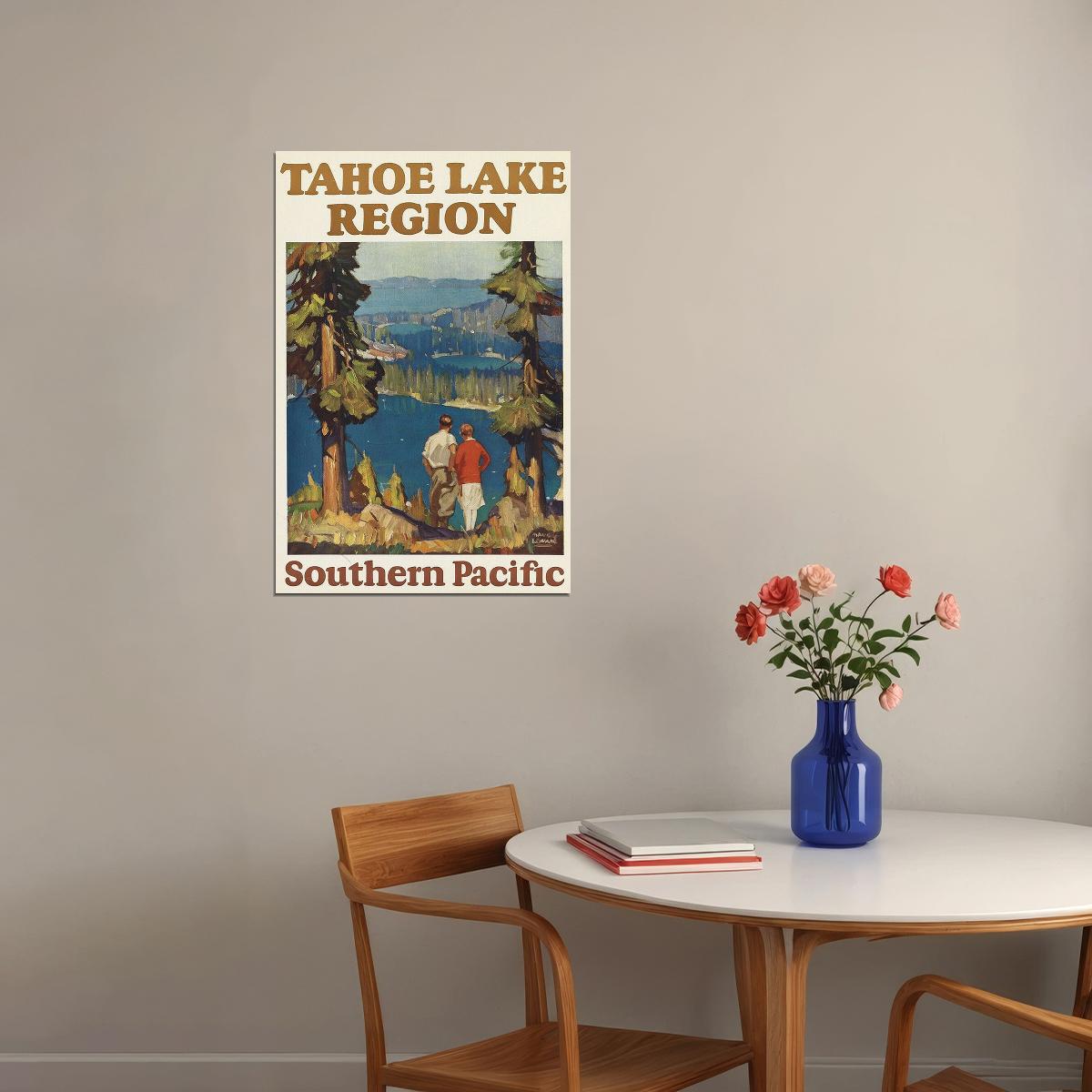 Tahoe Lake Region 1920s Vintage Travel Landscape Poster Wall Art Print Home Wall Decor