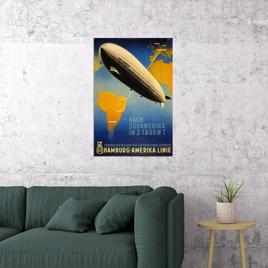 1930s Graf Zeppelin Vintage Style German Blimp Travel Poster Wall Art Print Home Wall Decor - xonomax