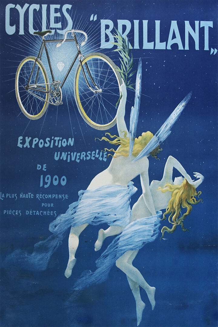 Cycles Brilliant 1900 Vintage Art Nouveau Bicycle History Poster Wall Art Print Home Wall Decor