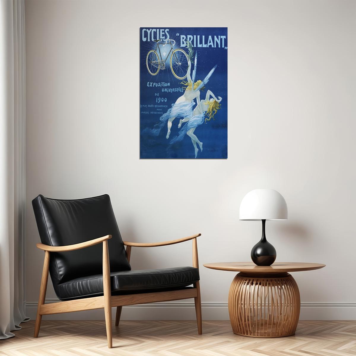 Cycles Brilliant 1900 Vintage Art Nouveau Bicycle History Poster Wall Art Print Home Wall Decor