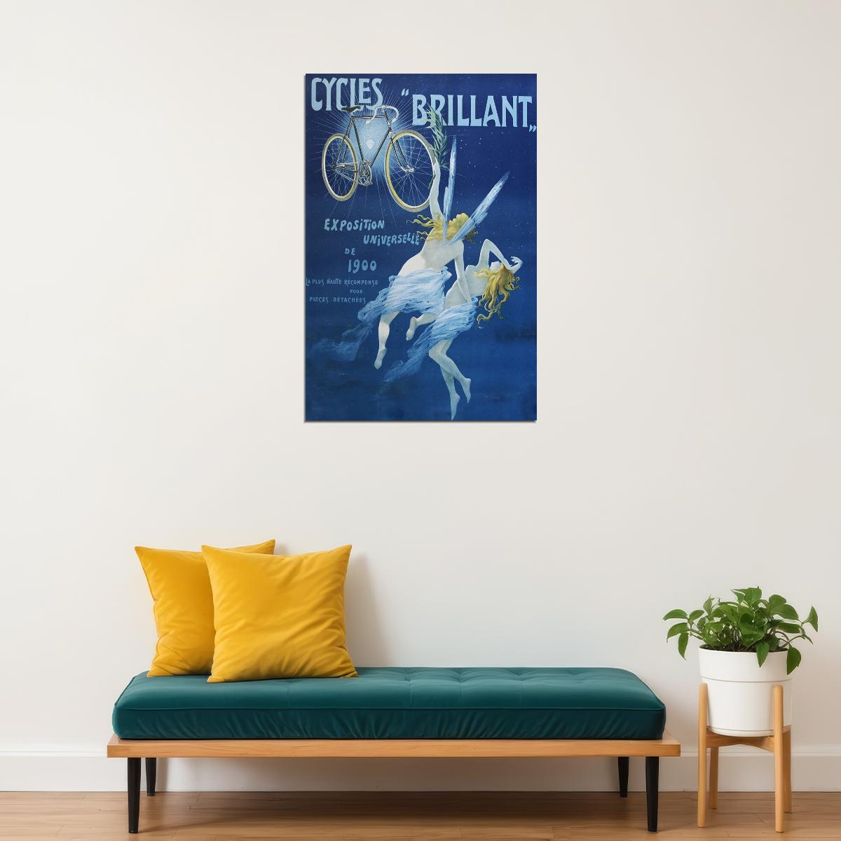 Cycles Brilliant 1900 Vintage Art Nouveau Bicycle History Poster Wall Art Print Home Wall Decor