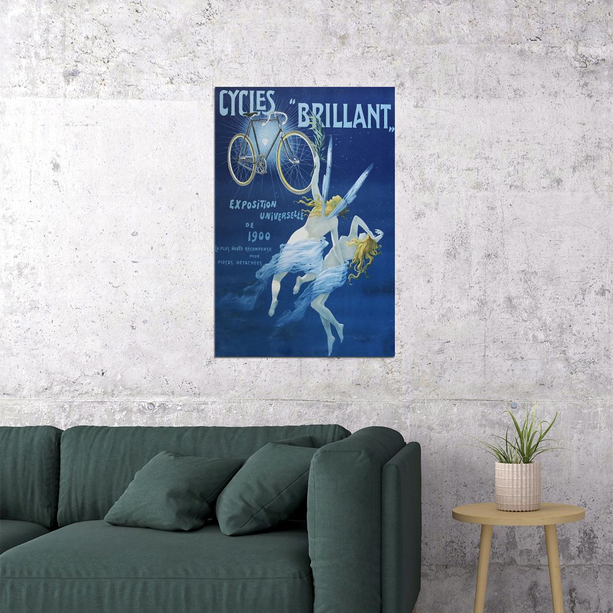 Cycles Brilliant 1900 Vintage Art Nouveau Bicycle History Poster Wall Art Print Home Wall Decor
