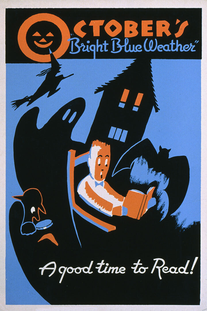 1936 Vintage Style Wpa October A Good Time To Read Poster Wall Art Print Home Wall Decor