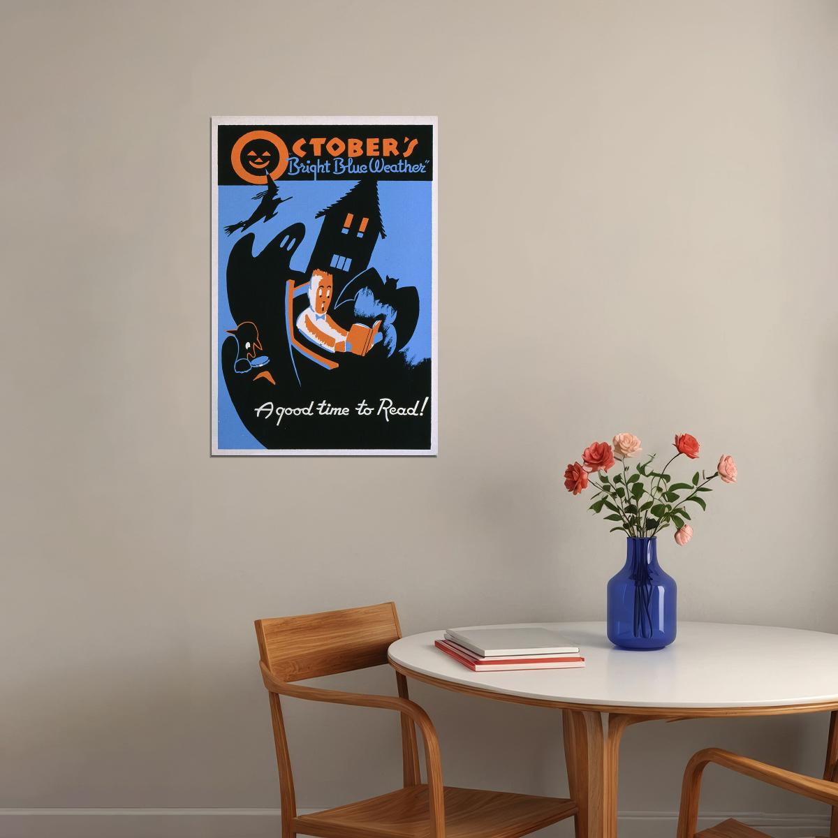 1936 Vintage Style Wpa October A Good Time To Read Poster Wall Art Print Home Wall Decor