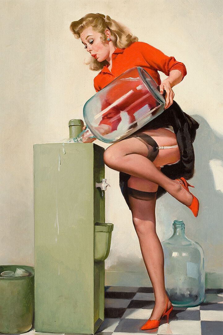 Blonde Spilled The Water Vintage Pinup Girl Poster Wall Art Print Home Wall Decor
