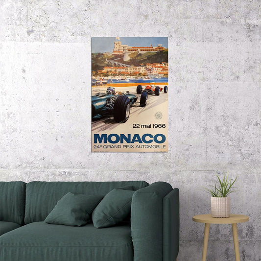 1966 Monaco Vintage Style Grand Prix Auto Racing Poster Wall Art Print Home Wall Decor - xonomax