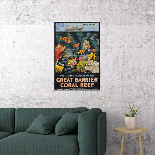 1933 Great Barrier Coral Reef Vintage Style Travel Poster Wall Art Print Home Wall Decor - xonomax