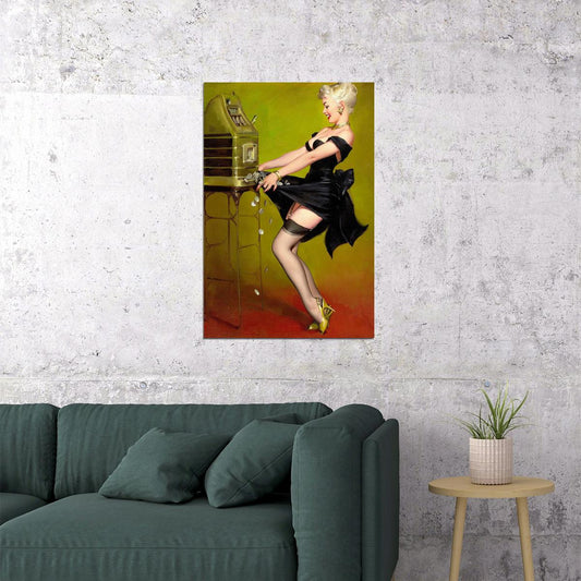 Jackpot Vegas Vintage Sexy Blonde Pinup Girl Poster Wall Art Print Home Wall Decor - xonomax