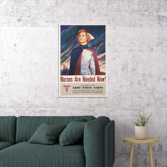 Army Nurse Corps 1944 Vintage Style Wwii Nursing Poster Wall Art Print Home Wall Decor - xonomax