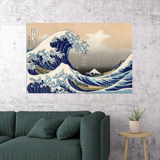 The Great Wave In Kanagawa Katsushika Hokusai Mount Fuji Poster Wall Art Print Home Wall Decor - xonomax