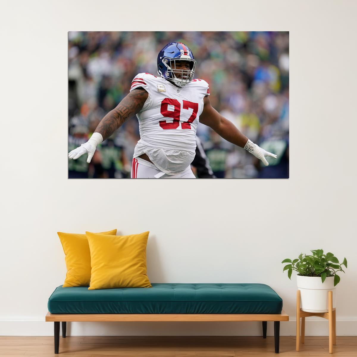 Dexter Lawrence New York Giants American Football Player Poster Wall Art Print Home Wall Decor - xonomax