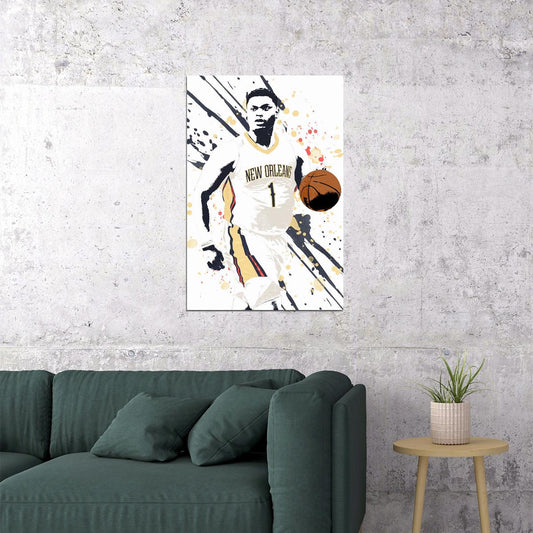 Zion Williamson New Orleans Pelicans Basketball Player Poster Wall Art Print Home Wall Decor - xonomax
