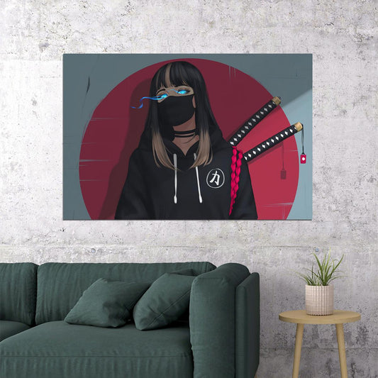 Kuineda Animation Anime Girl Mask Glowing Eyes Poster Wall Art Print Home Wall Decor - xonomax