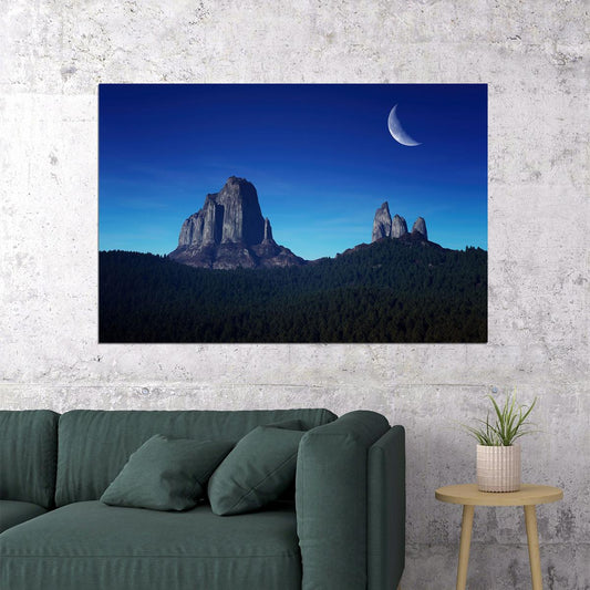 Mountains Forest Moon Sky Forest Landscape Poster Wall Art Print Home Wall Decor - xonomax