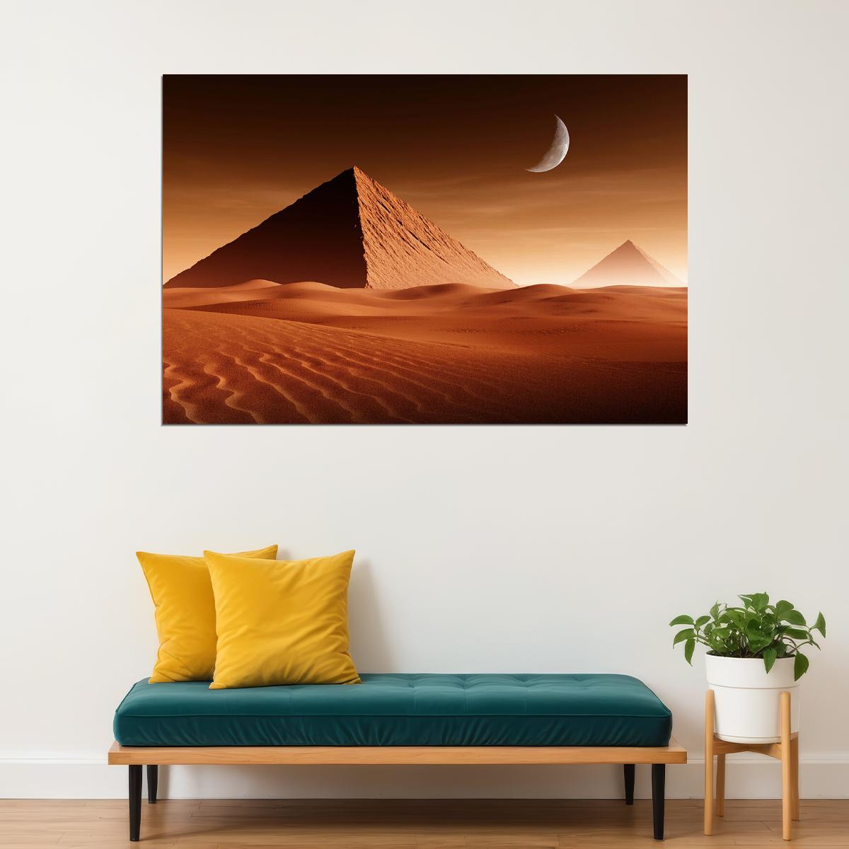 Pyramid Desert Moon Tourism Landscape Poster Wall Art Print Home Wall Decor - xonomax