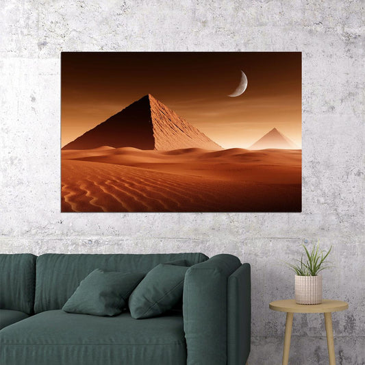 Pyramid Desert Moon Tourism Landscape Poster Wall Art Print Home Wall Decor - xonomax