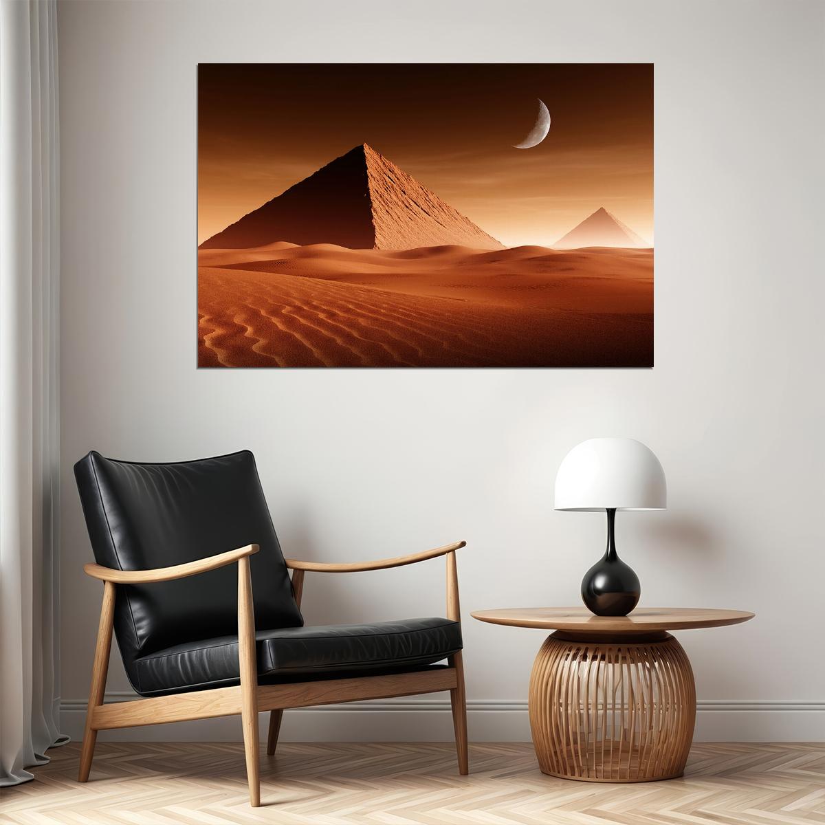 Pyramid Desert Moon Tourism Landscape Poster Wall Art Print Home Wall Decor - xonomax