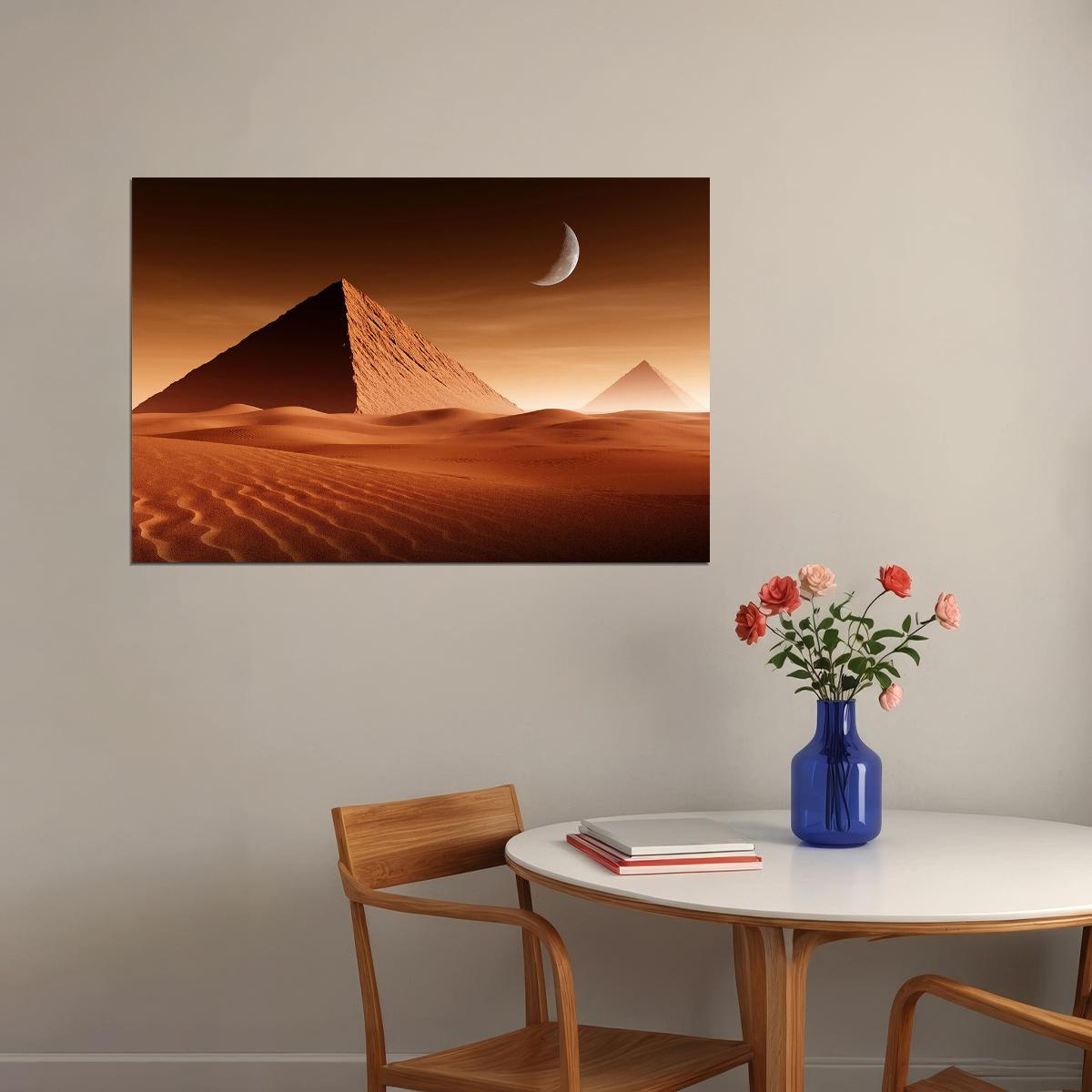 Pyramid Desert Moon Tourism Landscape Poster Wall Art Print Home Wall Decor - xonomax