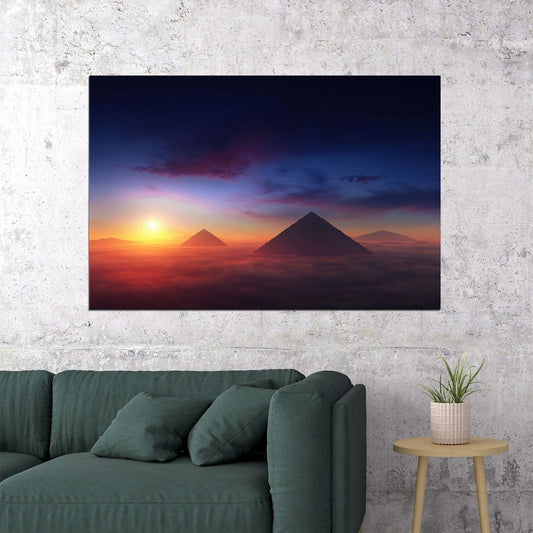 Pyramid Sunset Scenery Travel Landscape Poster Wall Art Print Home Wall Decor - xonomax
