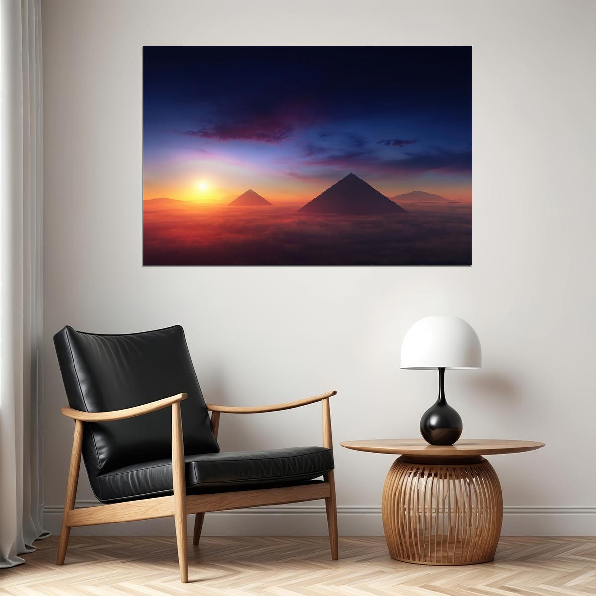 Pyramid Sunset Scenery Travel Landscape Poster Wall Art Print Home Wall Decor - xonomax